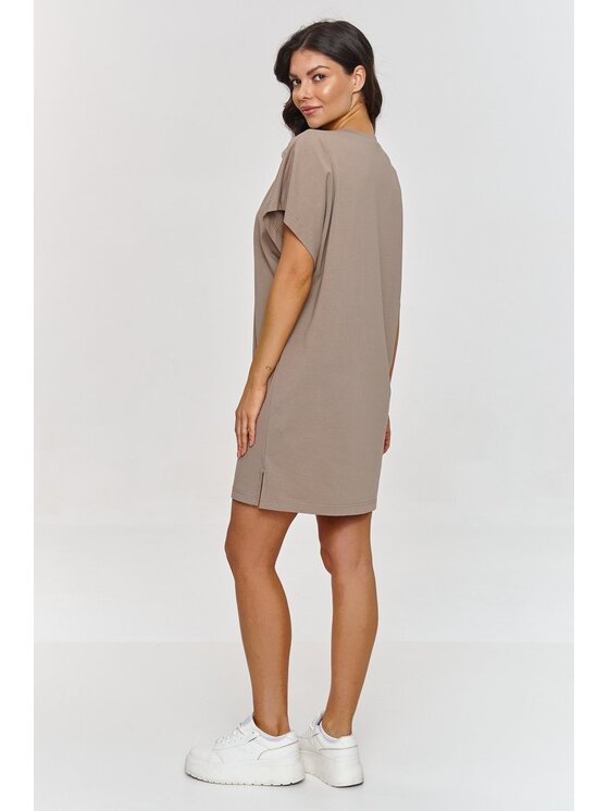 Makadamia Makadamia Sukienka codzienna M875 Brązowy Baggy Fit
