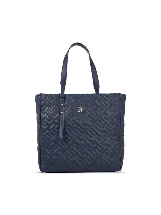 Tommy Hilfiger Handtasche Th Soft Tote Mono AW0AW15583 Dunkelblau 