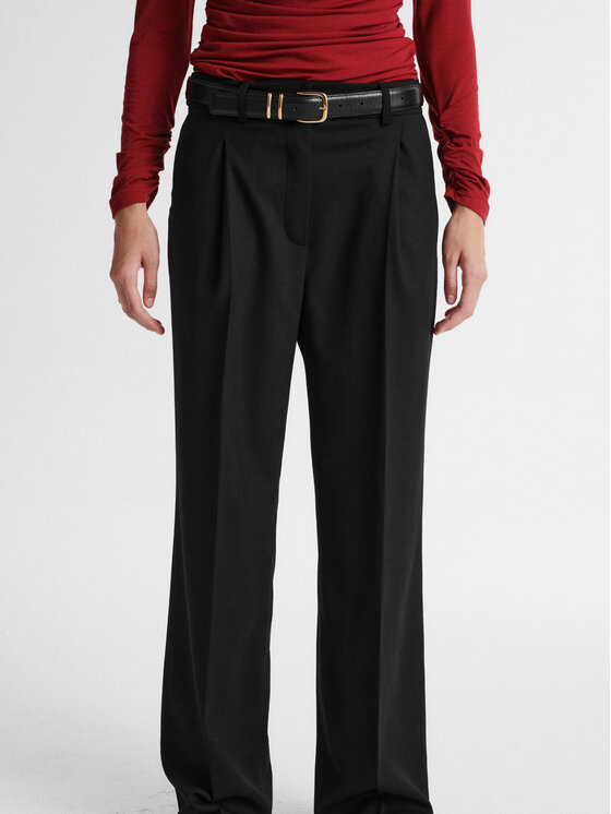 MARI PRETI MARI PRETI Kalhoty z materiálu SOLENNE Černá Slim Fit