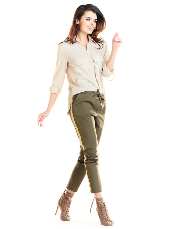 Awama Awama Spodnie damskie A270 Khaki Basic Fit