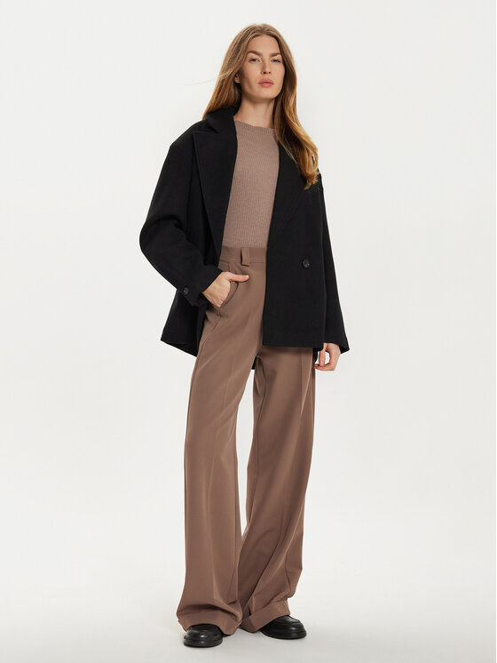 Gina Tricot Gina Tricot Kevad-sügis mantel 22830 Must Regular Fit
