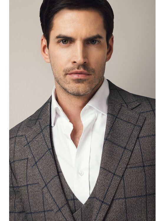Lancerto Lancerto Marynarka Sestola MA131225000019 Brązowy Slim Fit