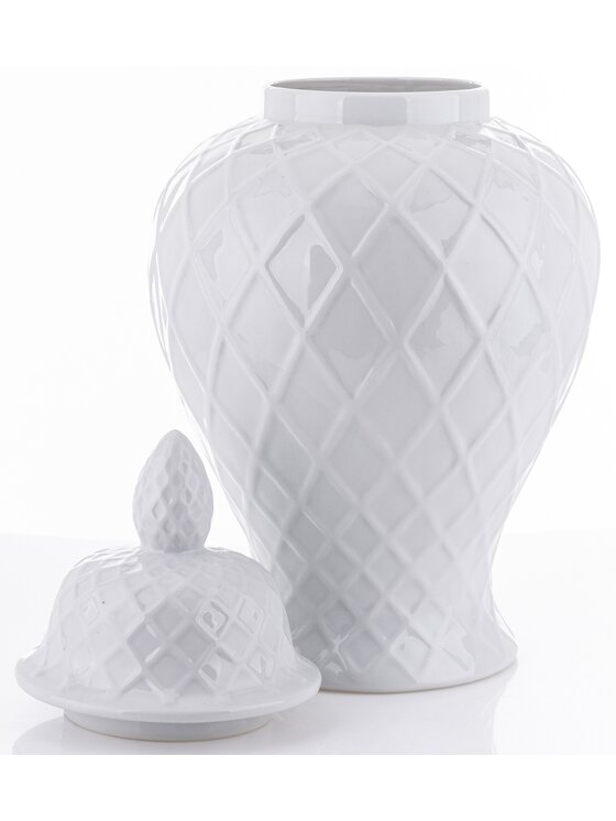 MIAhome MIAhome Pojemnik Amfora z pokrywą 51x26 cm ANFOR - II Biały