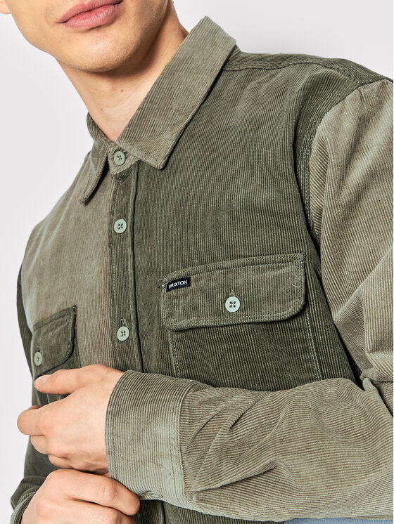 Brixton Brixton Krekls Bowery Corduroy 01264 Zaļš Standard Fit
