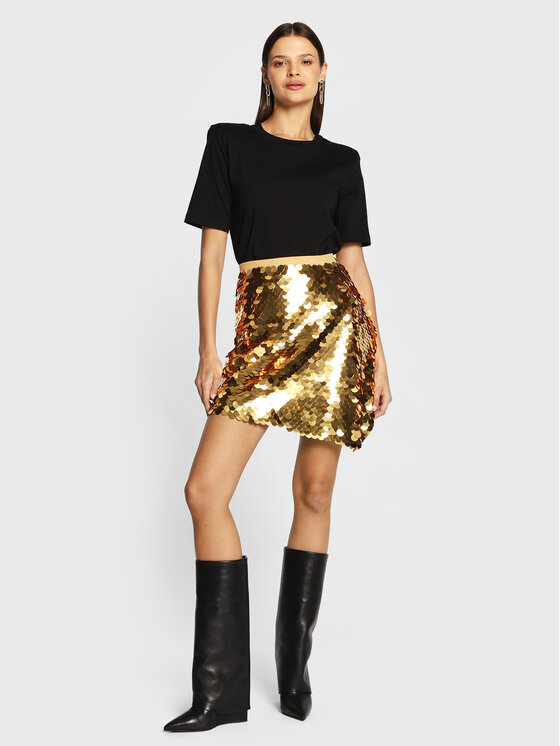 Patrizia Pepe Minigonna 2G0880 A179 Y405 Oro Regular Fit