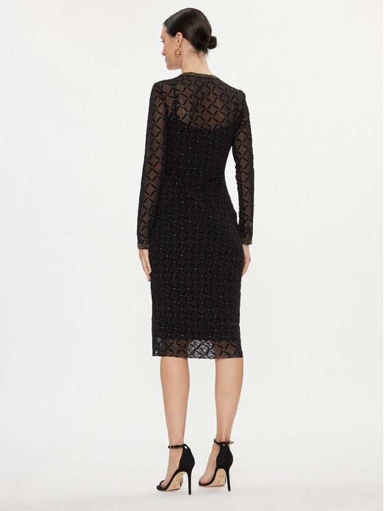 Nissa Nissa Kokteilinė suknelė RS14530 Juoda Slim Fit