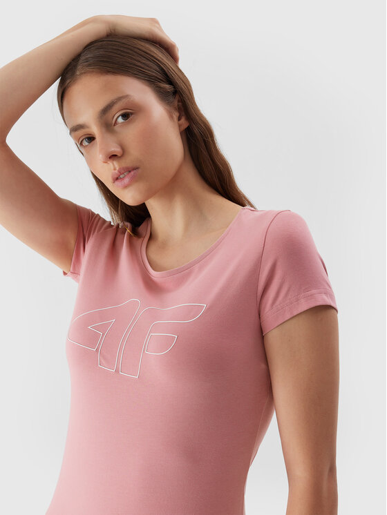 4F 4F T-särk 4FAW23TTSHF0907 Roosa Slim Fit