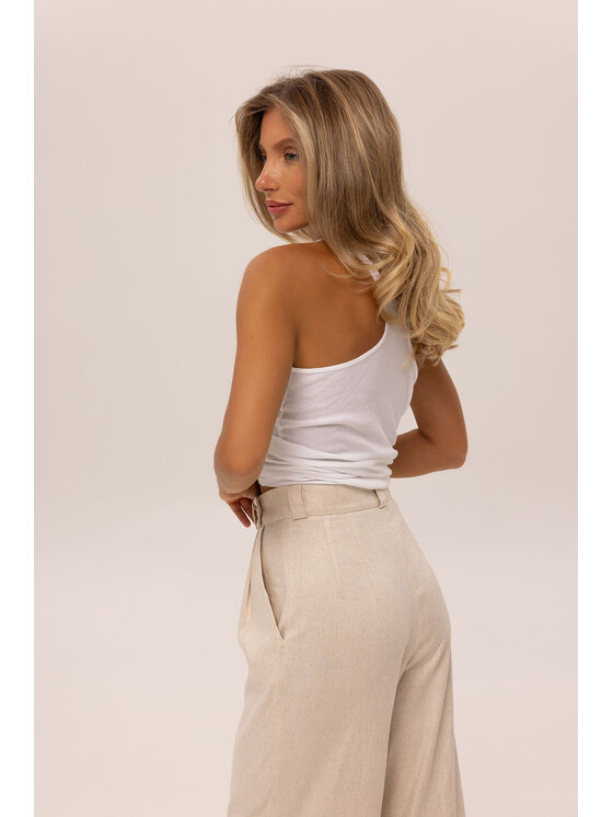 Hottie Hot Hottie Hot Παντελόνι υφασμάτινο PAY lniane Μπεζ Oversize