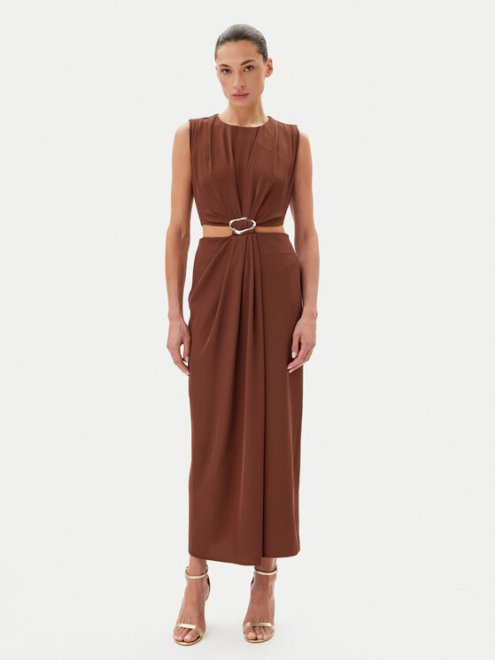 Haveone Haveone Rochie de seară AFS-N029 Maro Regular Fit
