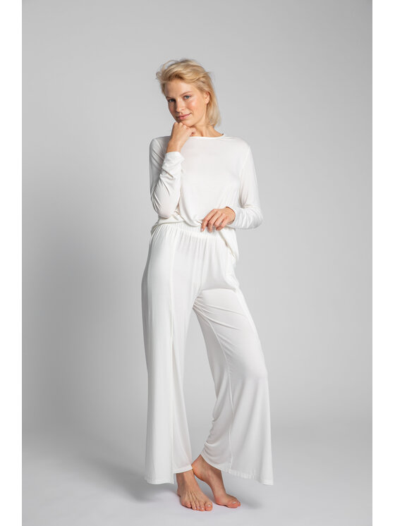 LaLupa LaLupa Spodnie piżamowe LA026 Biały Comfortable Fit