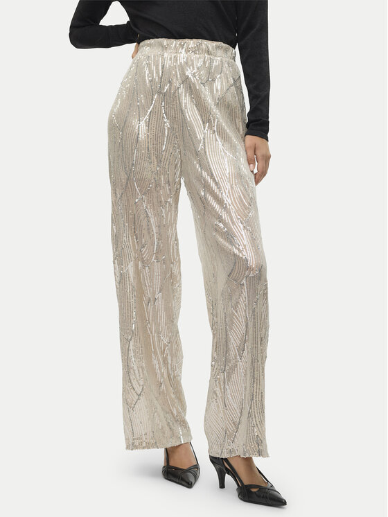 Vero Moda Vero Moda Hlače iz tkanine Ellen 10319016 Bež Straight Fit
