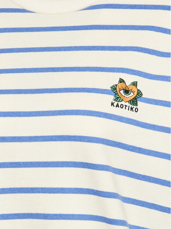 Kaotiko Kaotiko Džemperis Heart Stripes AL007-01-M002 Smėlio Relaxed Fit