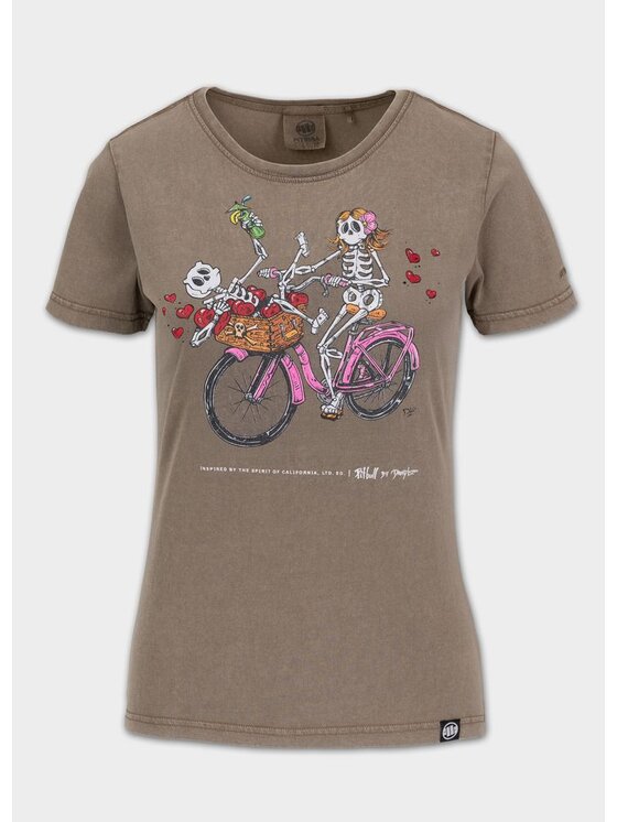 PITBULL PITBULL T-Shirt Koszulka damska Denim Washed CRUISINANDBOOZIN XS Brązowy Regular Fit