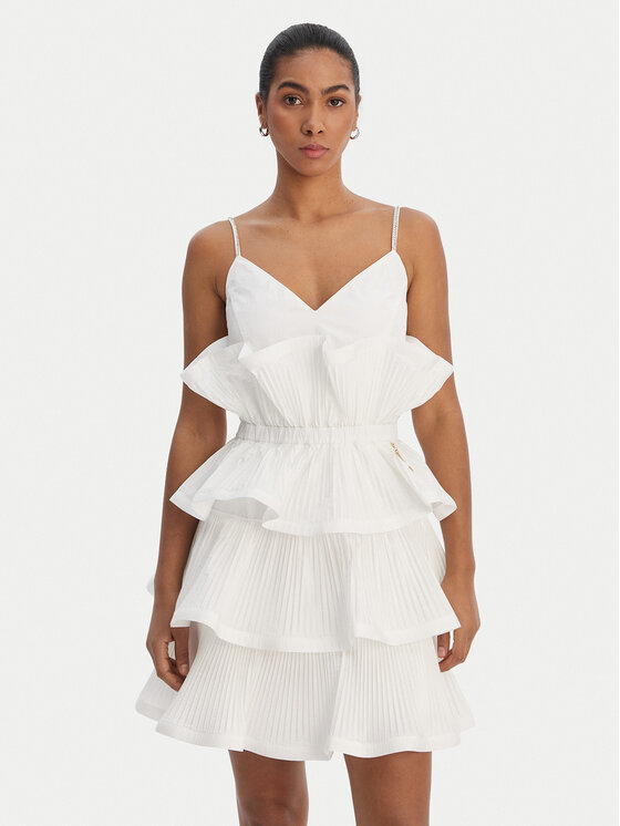 Fracomina Fracomina Coctailkleid FQ26SD1007W83101 Weiß Regular Fit