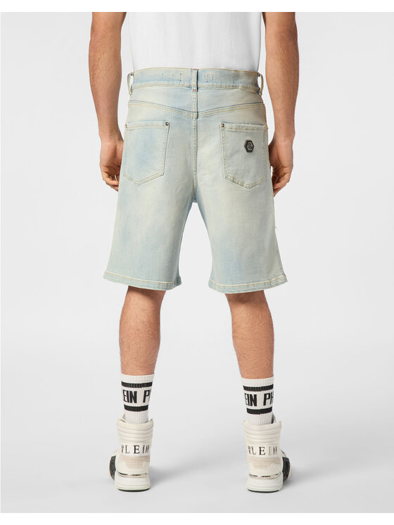 PHILIPP PLEIN PHILIPP PLEIN Szorty jeansowe 24333 Niebieski Loose Fit