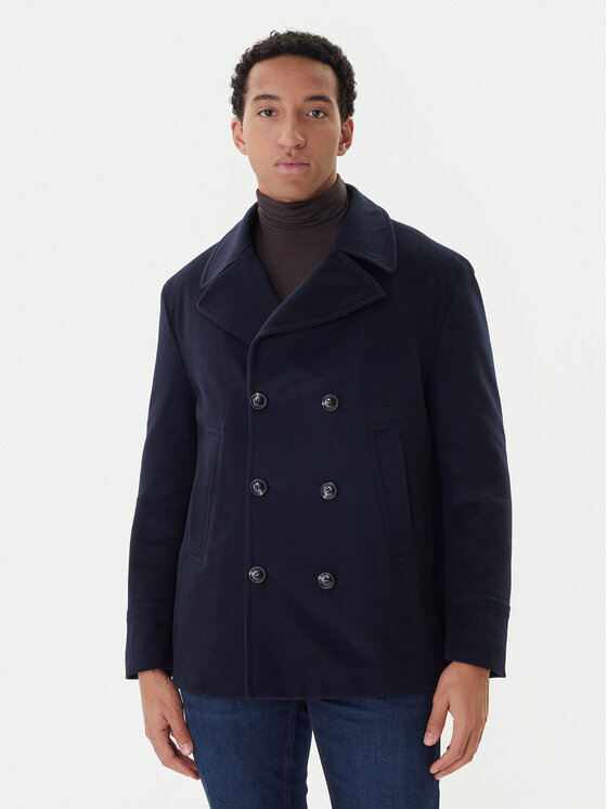 Bugatti Bugatti Volneni plašč 874228-81063 Mornarsko modra Regular Fit