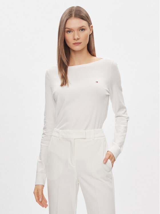 Tommy Hilfiger Sveter WW0WW42050 Biela Regular Fit