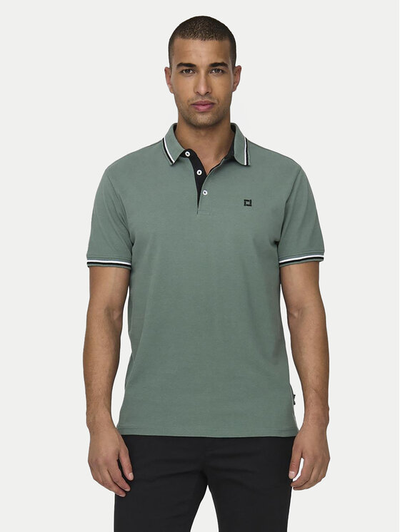 Only & Sons Only & Sons Тениска с яка и копчета Fletcher 22024827 Зелен Regular Fit