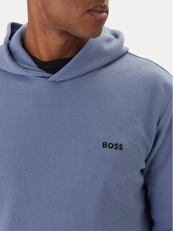 BOSS BOSS Marškinėliai ilgomis rankovėmis Waffle 50535885 Žydra Regular Fit