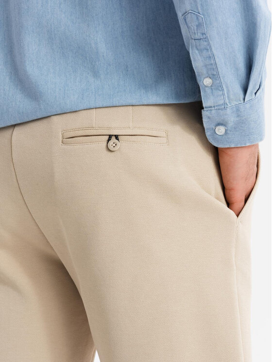 Ombre Ombre Szorty materiałowe OM-SRCS-0169 Beżowy Slim Fit