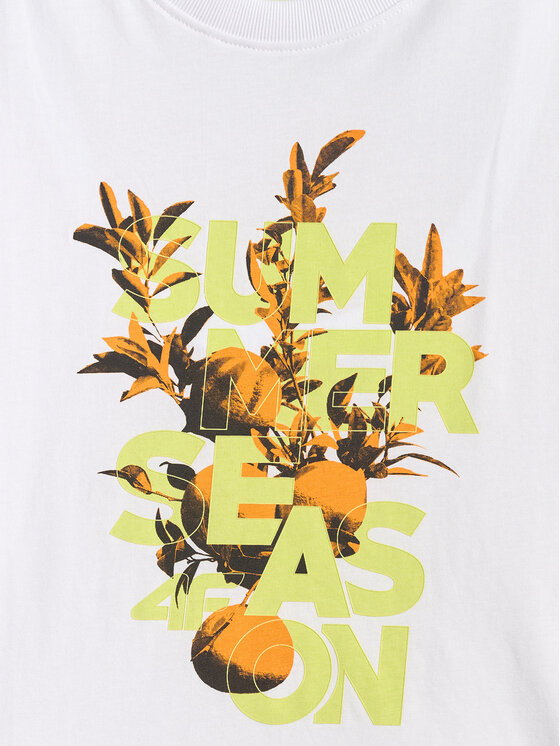 4F 4F T-Shirt BEACHWEAR Biały Boxy Fit