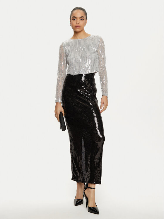 ONLY ONLY Bluzka Spacy 15331803 Srebrny Cropped Fit