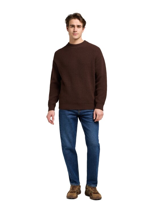 Lee Lee Sweter CHUNKY CREW Brązowy Regular Fit