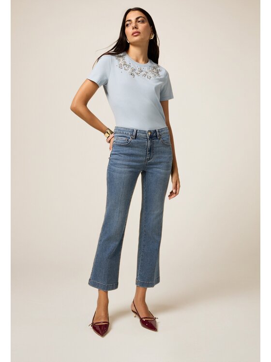 Oltre Oltre Jeans P574R008575N024 Turchese Flare Fit