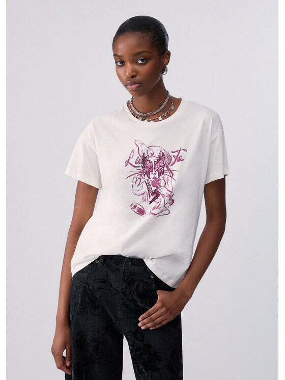 Liu Jo Liu Jo T-Shirt TF6255JS923L9391 Biały Regular Fit