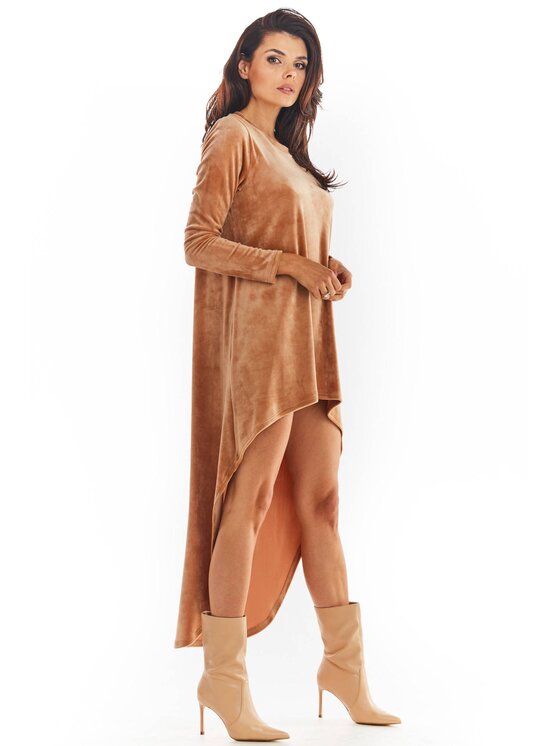 Awama Awama Vestito di maglia A379 Beige Basic Fit
