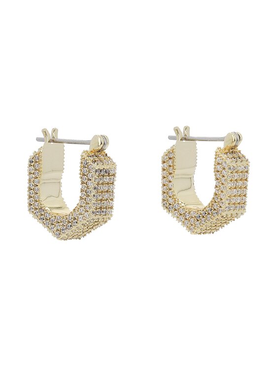 Luv AJ Обици Pave Hex Bolt Huggies HOL22-E-PHBH-G Златист