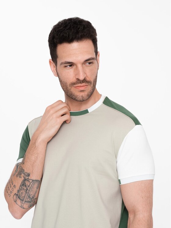 Ombre Ombre T-Shirt OM-TSCT-0176 Zelená Regular Fit