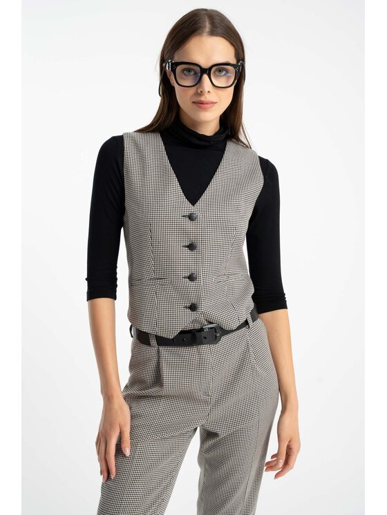 CLICK CLICK Γιλέκο 71-0038 Μαύρο Fitted Fit