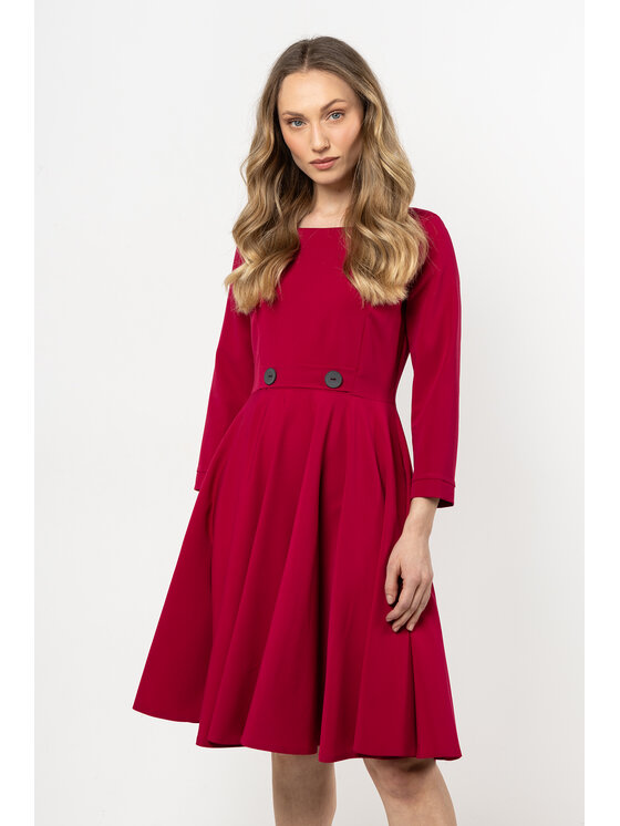 Awama Awama Sukienka koktajlowa A708 Bordowy Basic Fit