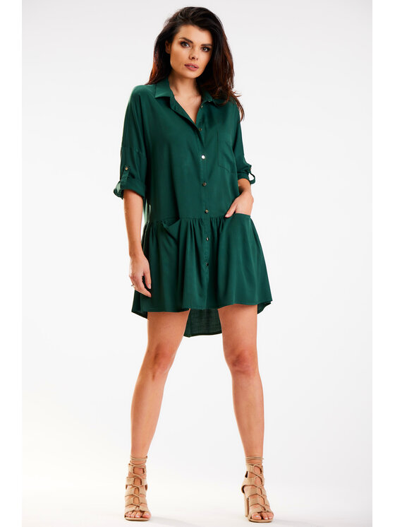 Awama Awama Sukienka letnia A584 Zielony Basic Fit