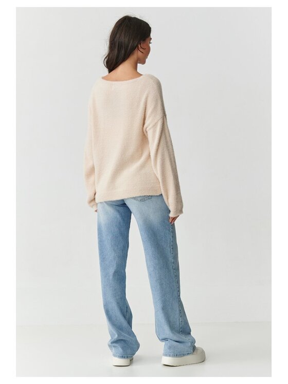 Makadamia Makadamia Sweter S171 Beżowy Boxy Fit