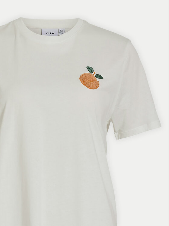 Vila Vila T-shirt Sybil 14097443 Bijela Regular Fit