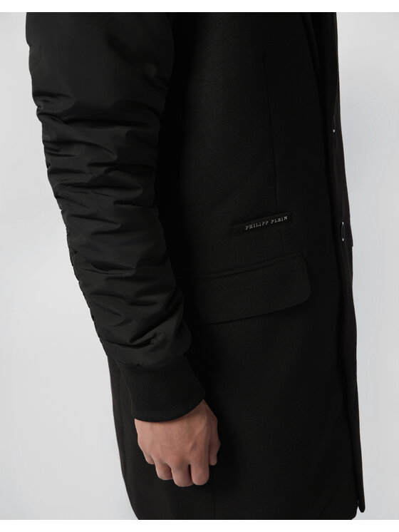PHILIPP PLEIN PHILIPP PLEIN Płaszcz zimowy 28625 Czarny Regular Fit