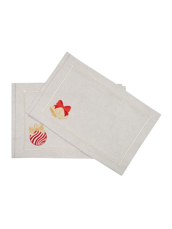 Roseberry Home Roseberry Home Podkładka na stół Jingle Bells & Christmas Bauble Mirha Beżowy
