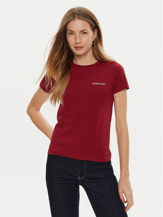 Guess Jeans Tričko W4YI02 J1314 Červená Slim Fit