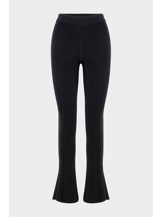 BENU BENU Pantaloni da donna Dzianinowe Nero Slim Fit