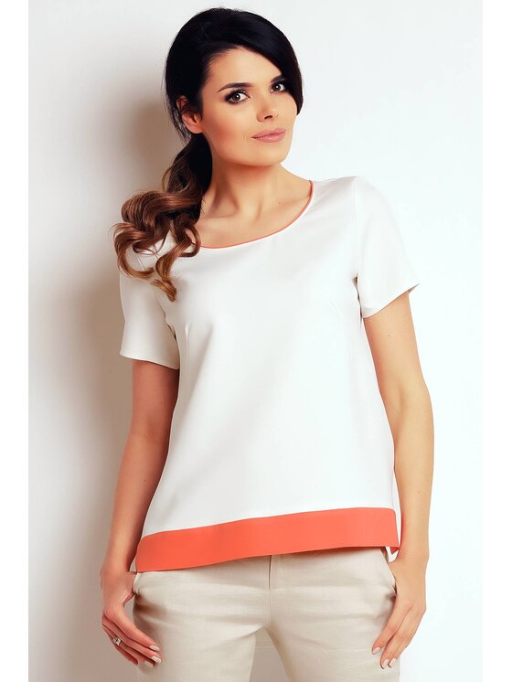 Awama Awama Bluzka A140 Écru Basic Fit