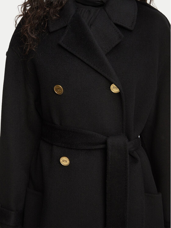 Elisabetta Franchi Elisabetta Franchi Вовняне пальто CP-02D-66E2-V790 Чорний Regular Fit