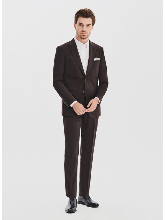 Pako Lorente Pako Lorente Spodnie garniturowe P25WF-6G-008 Brązowy Super Slim Fit