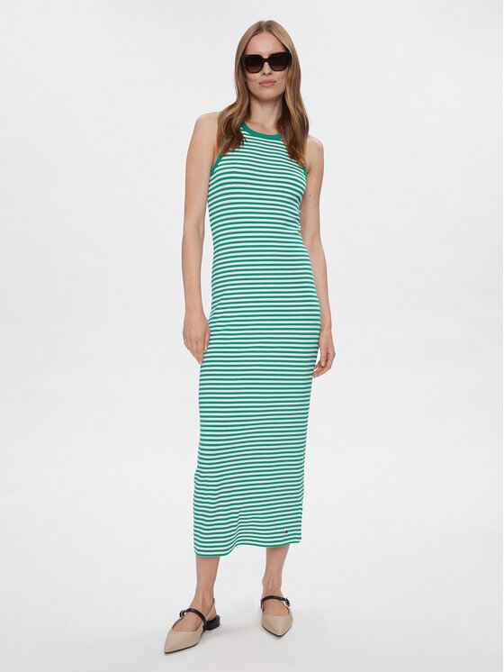 Tommy Hilfiger Tommy Hilfiger Rochie de vară WW0WW41996 Verde Slim Fit