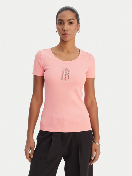Fracomina Fracomina T-Shirt FP26ST3001J42701 Koralowy Slim Fit