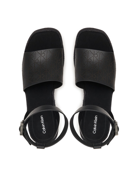 Calvin Klein Calvin Klein Espadryle Wedge Espad 70 Aop Lth HW0HW03138 Czarny