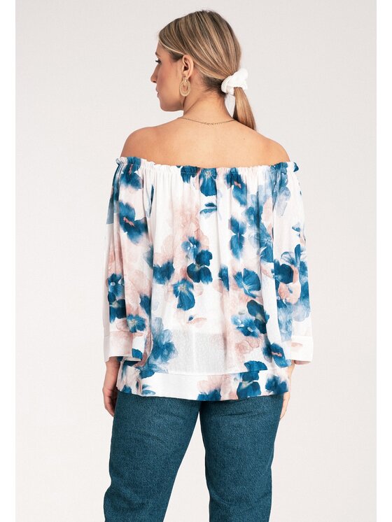 FIGL FIGL Blúzka M1142 Modrá Loose Fit