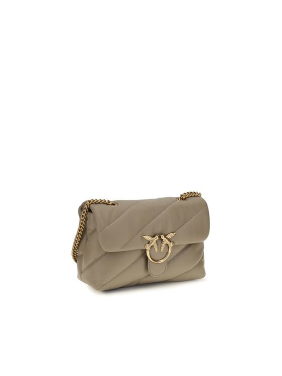 PINKO PINKO Torebka Gray Calf Leather Bos Taurus Shoulder Szary