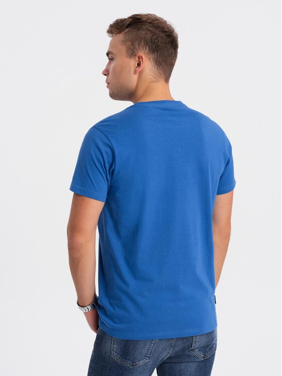Ombre Ombre T-Shirt OM-TSBS-0146 Niebieski Regular Fit